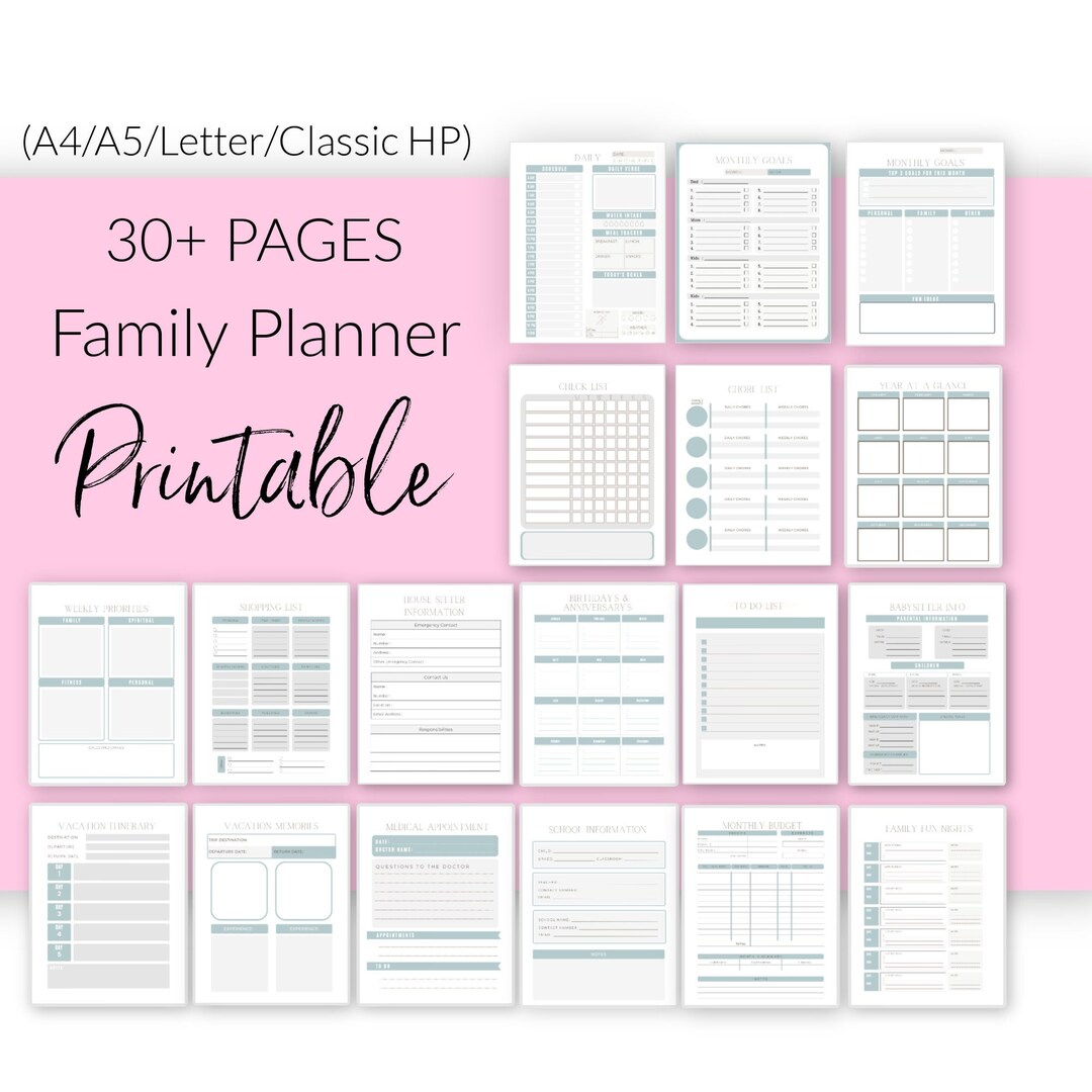 Family Planner for Moms/ Family Calendar/ Household Printable Etsy