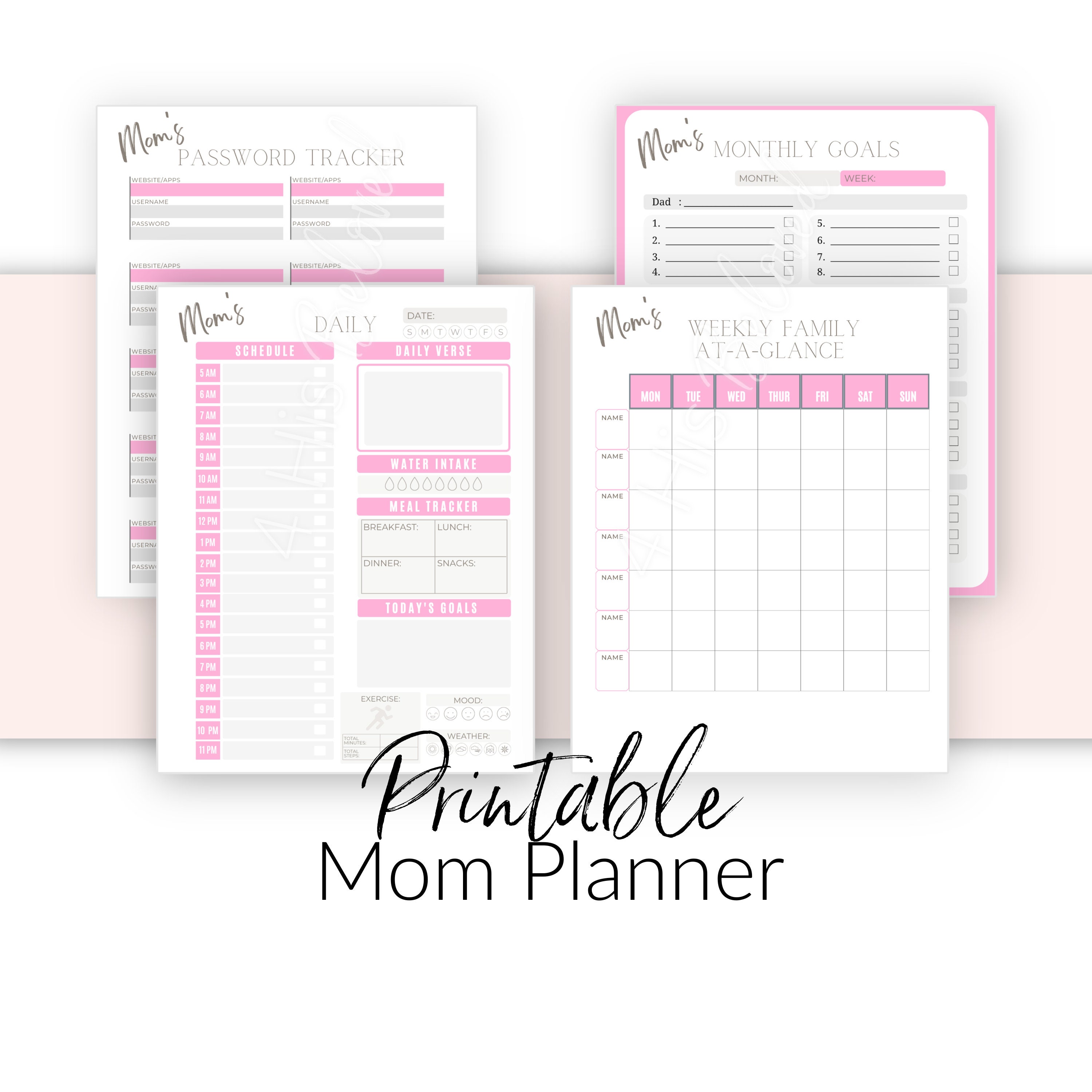 Family Planner for Moms/ Family Calendar/ Household Printable Etsy