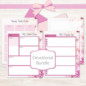 Bible Study Planner Bible Study Printable Pink Peony Devotional Bundle Classic Happy Planner, Letter, A4, A5 image 4