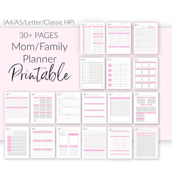 Family Planner for Moms/ Family Calendar/ Household Printable Etsy