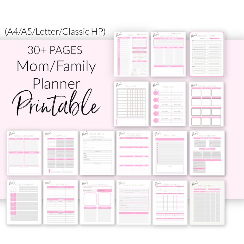 Family Planner for Moms/ Family Calendar/ Household Printable Etsy