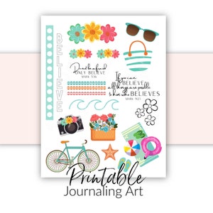 Bible Journaling Printable | Summer | All Things Are Possible With God |Bible Verse Stickers