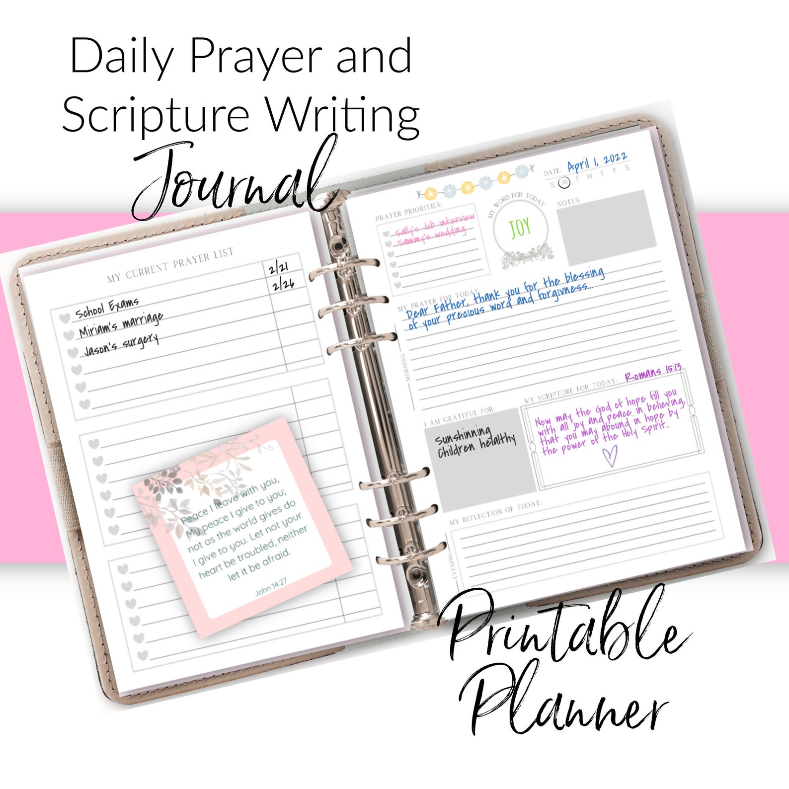 Prayer Journal Printable Prayer and Scripture Writing Planner Etsy