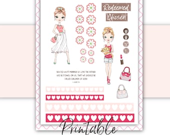 Bible Journaling Planner Printable Kit | beloved Daughter | Planner Stickers and Scrapbooking Art Printable