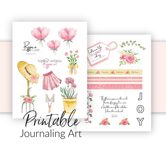 Bible Journaling Kit Printable Spring Theme Rejoice in the Lord