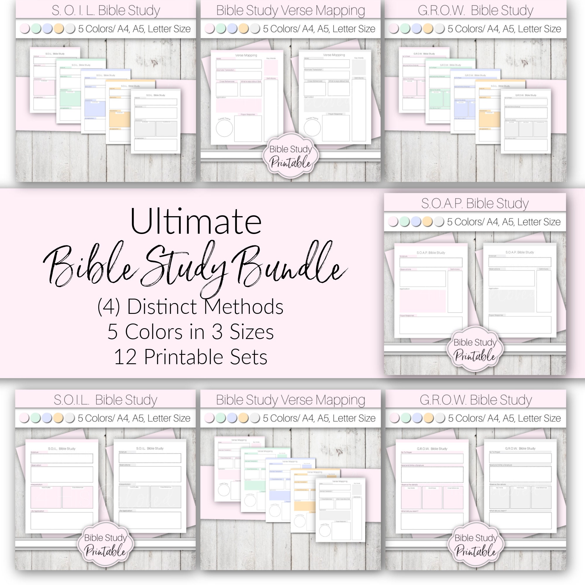 Bible Study Bundle | Bible Study Tool Printable Templates - Etsy