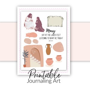 Bible Journaling Printable Kit Martha and Mary Devotional Theme Scripture Journaling and Scrapbooking Art Printable image 5