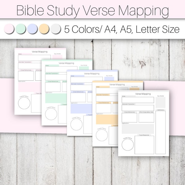 Bible Study Verse Mapping Printable Templates, Bible Study Worksheets