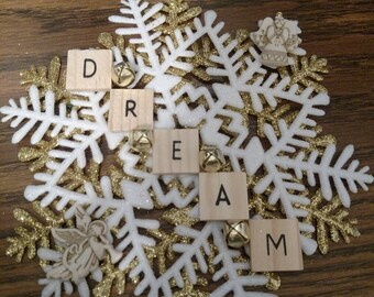 DREAM white, gold, snowflake Christmas ornament