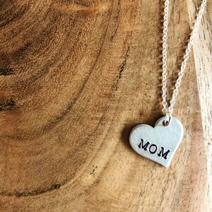 Mom Necklace Metal Stamped Heart