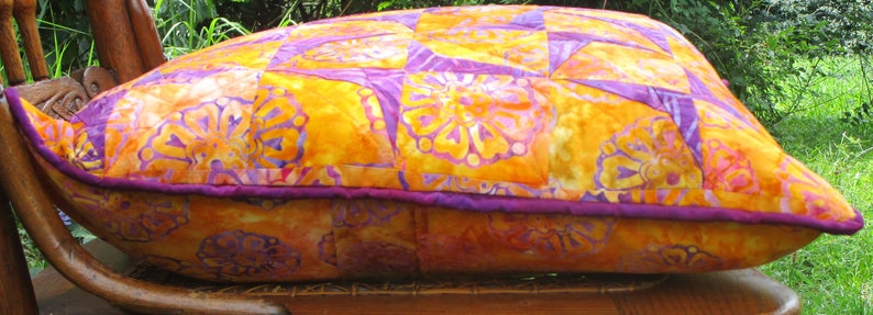 Modern Pieced Pillow Cover, Paper Pieced Batik Pillow Cover, 18 x 18 pillow cover, 100% Cotton Pillow Cover, Zippered Pillow Cover image 4