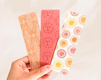 Boho Sun Bookmarks | Double Sided Matte Cardstock | Handmade Book Lover Gift | Small Canadian Business | Free Bonus Bookmark