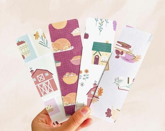 Cozy Cottagecore Bookmarks | Double Sided Matte Cardstock | Handmade Book Lover Gift | Small Canadian Business | Free Bonus Bookmark