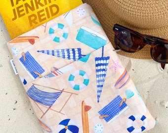 Beach Day Book Sleeve | Handmade 100% Cotton | Gift for Book Lovers | Summer Reading Accessory | Small Canadian Business