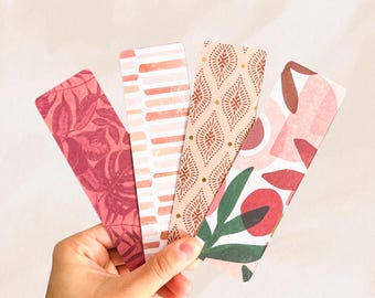 Terracotta Abstract Bookmarks | Double Sided Matte Cardstock | Handmade Book Lover Gift | Small Canadian Business | Free Bonus Bookmark