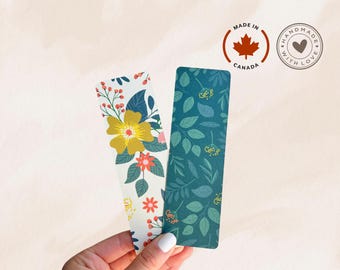 Floral Garden Bookmark | Double Sided Matte Cardstock | Handmade Book Lover Gift | Small Canadian Business | Free Bonus Bookmark