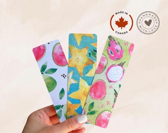 Tropical Fruit Bookmark | Double Sided Matte Cardstock | Handmade Gift for Book Lovers | Small Canadian Business | Free Bonus