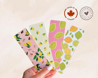 Lemon Bookmarks | Double Sided Matte Cardstock | Handmade Book Lover Gift | Small Canadian Business | Free Bonus Bookmark