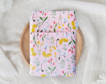 Pink Wildflower Book Sleeve | Handmade Padded Book Protector | Cotton Lining & Foam Padding | Small Canadian Business
