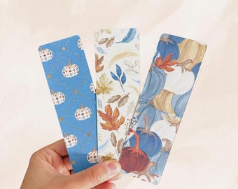 Autumn Pumpkin Bookmarks | Double Sided Matte Cardstock | Handmade Book Lover Gift | Small Canadian Business | Free Bonus Bookmark
