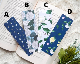 Floral Bookmarks • 1mm Thick • Handmade in Canada • Blue