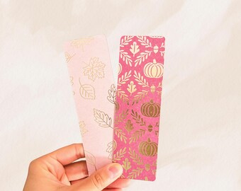 Fall Foil Bookmarks | Double Sided Matte Cardstock | Handmade Book Lover Gift | Small Canadian Business | Free Bonus Bookmark