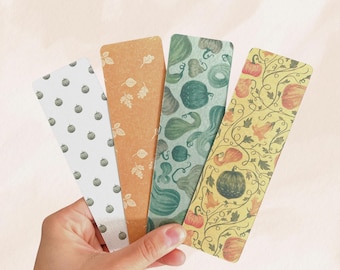 Harvest Pumpkin Bookmarks | Double Sided Matte Cardstock | Handmade Book Lover Gift | Small Canadian Business | Free Bonus Bookmark