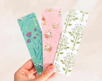 Spring Floral Bookmarks | Double Sided Matte Cardstock | Handmade Book Lover Gift | Small Canadian Business | Free Bonus Bookmark