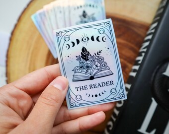 Holographic Tarot Card Bookish Sticker: 2x3 inch Vinyl Decal for Book Lovers, Journals, Planners