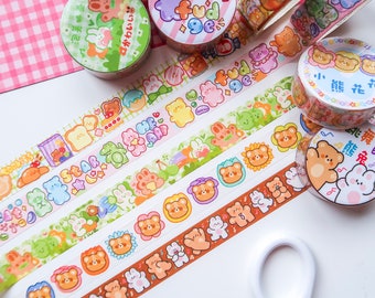 Kawaii Washi Tape • 15mm x 3m long • Masking Tape • Japanese Tape • Journaling, Papercraft, Planning, Card Making • Bear, Cute Animals, Food
