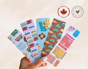 Travel Road Trip Bookmark | Double Sided Matte Cardstock | Handmade Book Lover Gift | Small Canadian Business | Free Bonus Bookmark