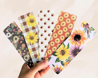 Sunflower Bookmarks | Double Sided Matte Cardstock | Handmade Book Lover Gift | Small Canadian Business | Free Bonus Bookmark