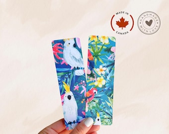Tropical Bird Bookmark | Double Sided Matte Cardstock | Handmade Book Lover Gift | Small Canadian Business | Free Bonus Bookmark
