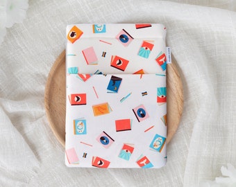 Book Pattern Book Sleeve | Handmade Padded Book Protector | Cotton Lining & Foam Padding | Canadian Small Business