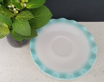 Vintage Hazel Atlas USA Turquoise Crinoline Saucer with Chip