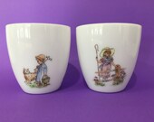 Vintage Nursery Rhyme European Milk Glass Tumblers Cups