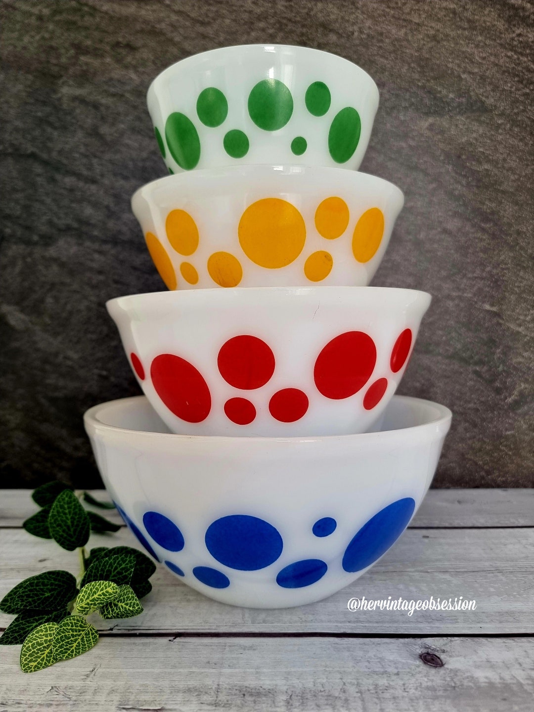 Pyrex 407 Rare Find Vintage Agee australian Pyrex Harlequin Polka Dot Nesting ...