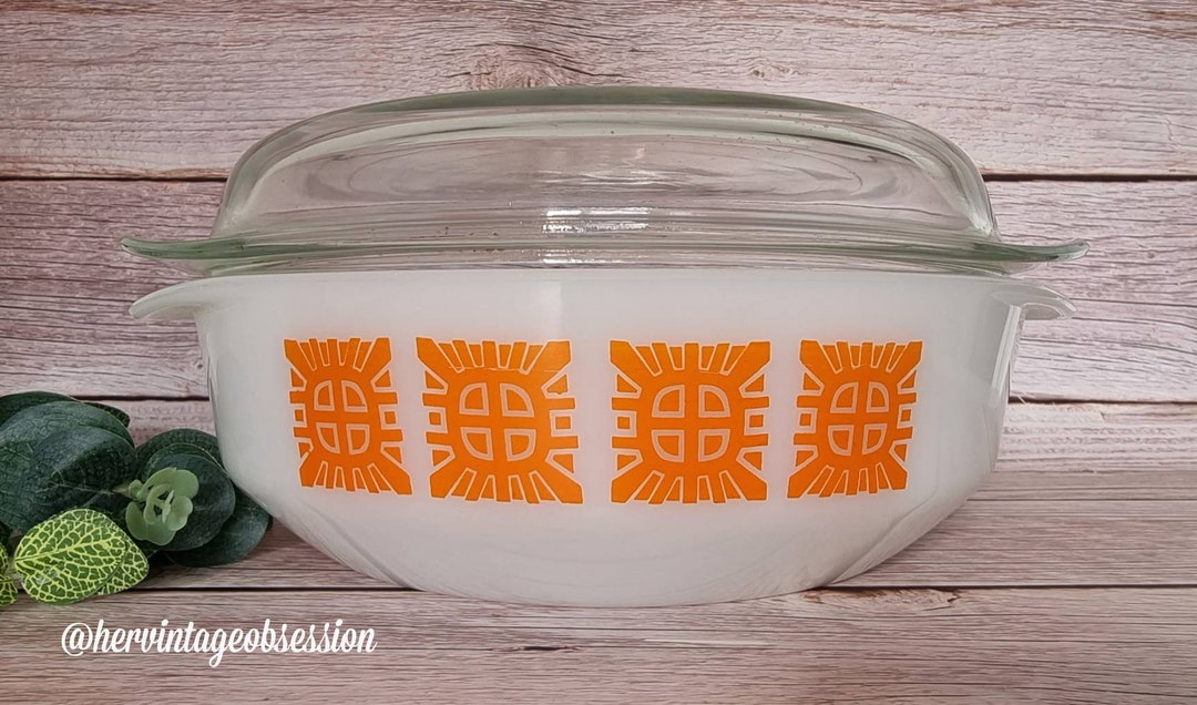Vintage Australian Crown Pyrex Casserole: Celtic Crosses Pattern, 3.5 ...