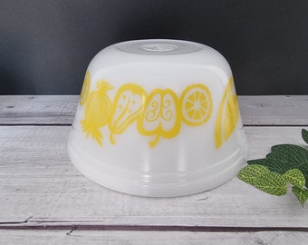 Extremely Rare - Vintage Federal Glass Milk Glass Yellow Fruit Salad Pattern Mixing Bowl