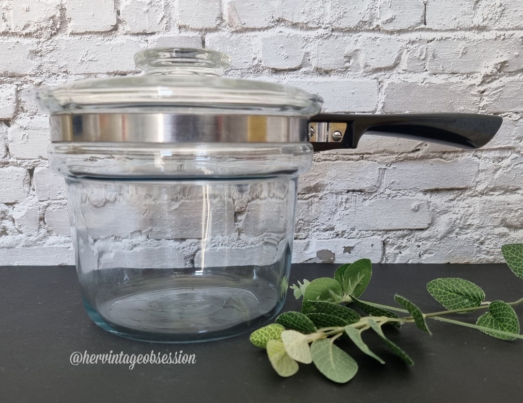 Vintage Pyrex USA Flameware Clear Glass Saucepan & Lid Model Etsy