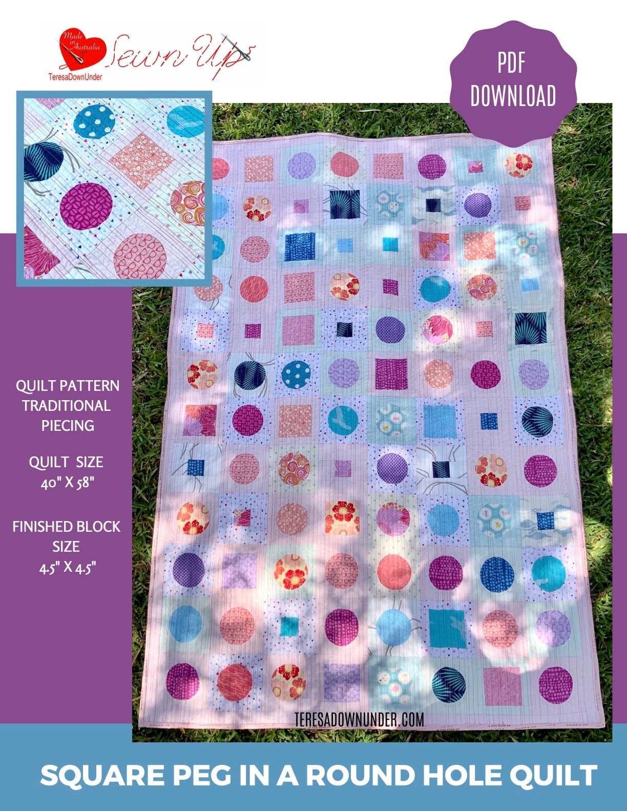 Square Peg in a Round Hole Quilt Pattern Etsy
