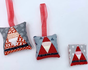 Quilted Christmas ornaments in 3 sizes - pdf foundation paper piecing template