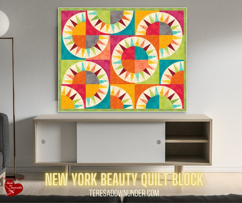 Simple New York beauty quilt block template image 9