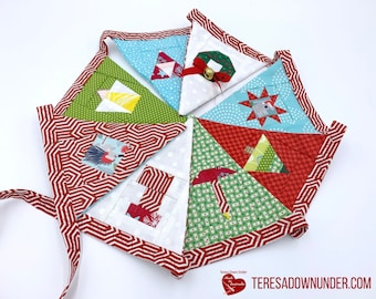 Miniature Christmas bunting pattern