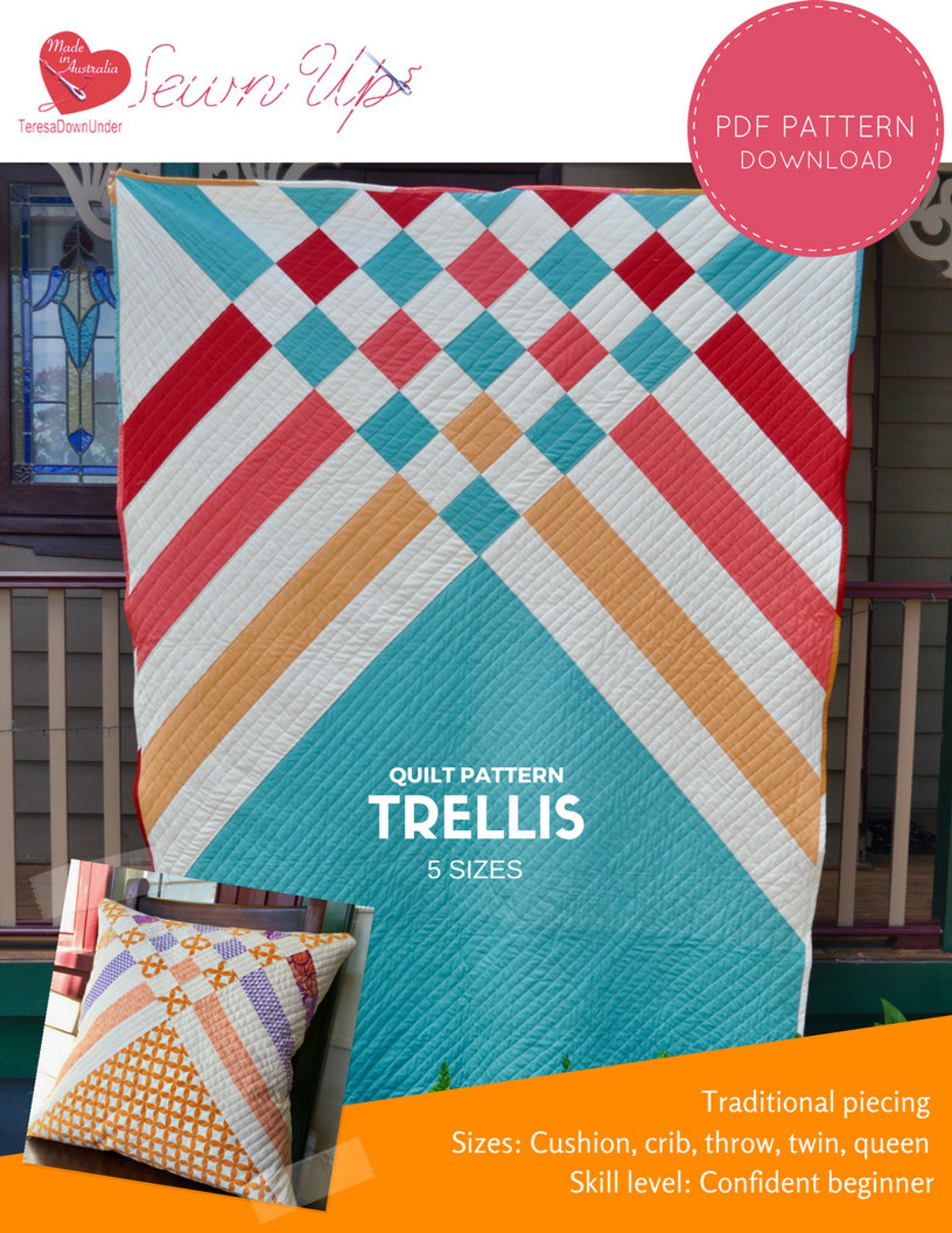 Trellis Quilt Pattern 5 Sizes Etsy Australia