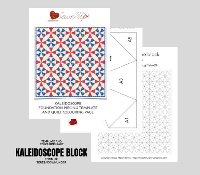 Kaleidoscope quilt block and colouring page image 5