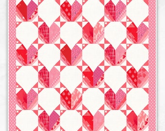 Strippy hearts quilt pattern