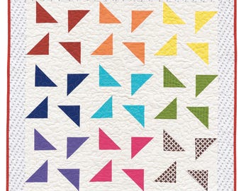 Moderner Shoofly Quilt Block: 1 Block 4 Quilts Anleitungspaket
