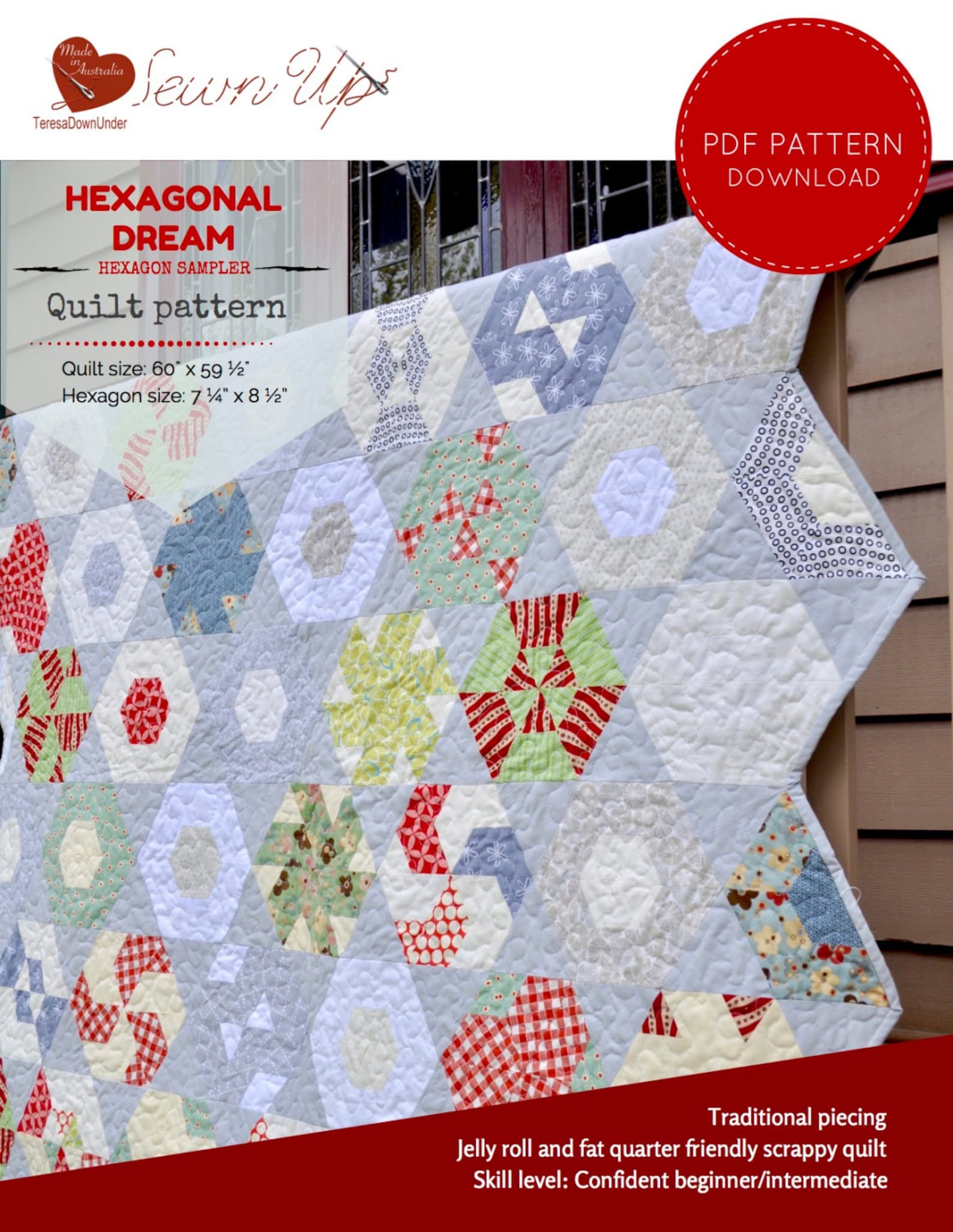 Quilt Pattern Hexagonal Dream Hexagon Sampler PDF Etsy Australia