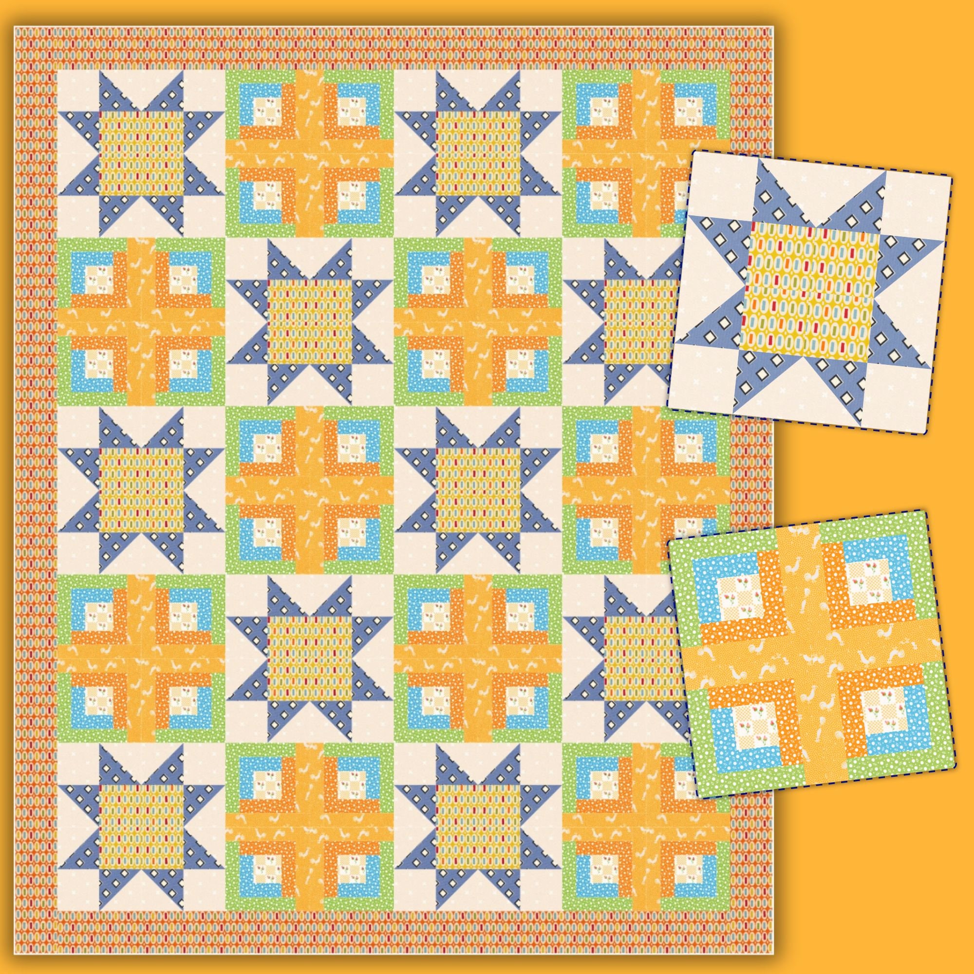 Summer night quilt pattern - PDF download
